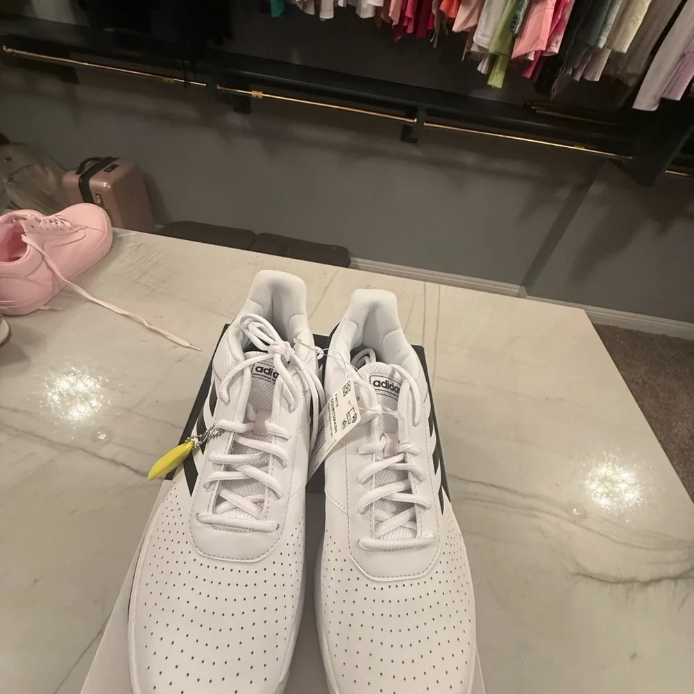 Adidas CourtSmash White and Black Tennis Shoes - Picture 7 of 8